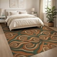 thumbnail image 3 of ODIKA 8'x10' Washable Area Rug Durable, Non-Slip Orange Flowing Burnt Earthy Decorative Balanced Rhythm Motif for Living Room, Under Sectional, Family, 3 of 7