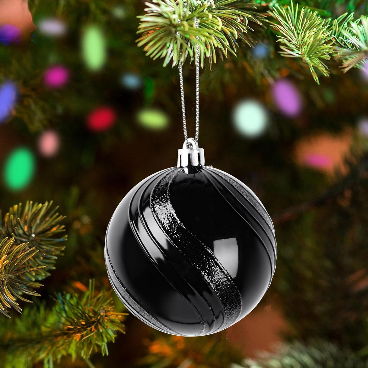 80mm Christmas Balls Ornaments,12PCS Colored Shatterproof Plastic Decorative Hanging Tree Decorations Baubles Set for Xmas Tree Decor Holiday Party Wedding Decoration with Lanyard