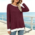 thumbnail image 7 of Kezqiaxn Shirts for Women Trendy Spliced Long Sleeve Crew Neck Knitted Casual Tops with Pockets Womens Blouses Winter Clothes, 7 of 7