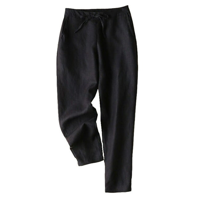 jovati Pantalon en Coton et Lin Femme Pantalons en Lin à la Mode pour Femmes, Pantalons Raccourcis, Leggings Surdimensionnés en Coton et Lin, Pantalons Décontractés Amples Pantalons Raccourcis en Lin Femme
