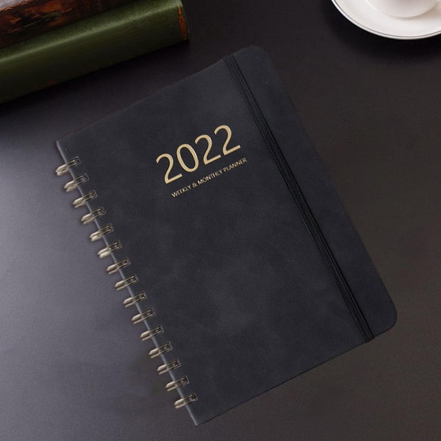 Cuaderno mensual A5 Papel grueso Notas para Superficie impermeable Cubierta de Material cuero DIY Notas de horario en inglés Agenda de notas perfecl
