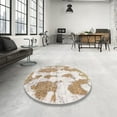 thumbnail image 3 of Ahgly Company Indoor Square Abstract White Gold Abstract Area Rugs, 8' Square, 3 of 6