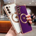 thumbnail image 2 of Magnetic Case for Samsung Galaxy S21 Plus + 6.7 ‘’ [ Compatible with MagSafe ] Cute Heart Luxury Plating Soft Bumper Case with Full Camera Lens Protection for Women Girls (Deep Purple), 2 of 12