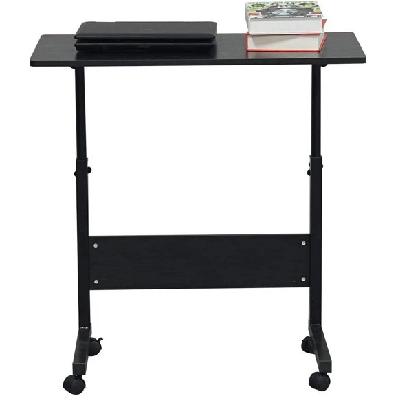 31.5" Length Tray Table Portable Side Table for Bed, Removable Sofa Side Table Desk with Wheels, Table Laptop Cart, Height Adjustable Coffee Snack Table for Living Room, Bedroom (Black)