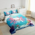 thumbnail image 3 of Feelyou 3D Funny Axolotl Queen Comforter Set for Child, Kawaii Marine Sealife Bedding Sets, Underwater World Reversible Bedding Comforter Set, Luxury Bedroom Decor, 3-Piece, 3 of 8