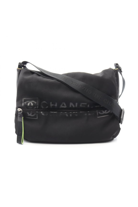 Pre-Owned Chanel Sport Line Coco Mark Shoulder Bag/Handbag, Nylon/Rubber, Men's, Black