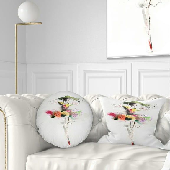 Designart Beautiful Fashion Girl - Portrait Throw Pillow - 12x20