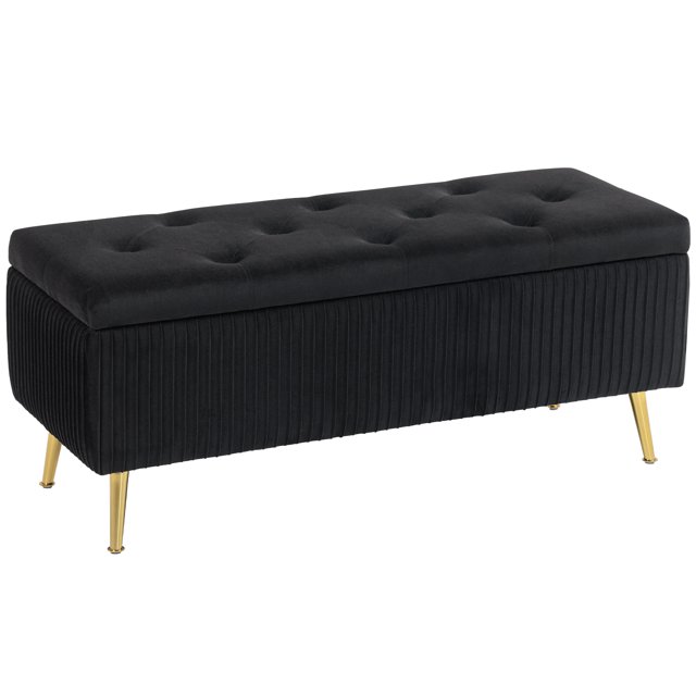 HOMCOM Storage Ottoman Bench with Steel Legs, 43 Inch Large Storage Chest