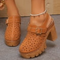 thumbnail image 2 of Dakaela Womens Chunky Heels Mules Closed Toe Slingback Platform Clogs Sandals Comfortable Casual Pumps Slides Shoes with Strap Brown 8.5, 2 of 9
