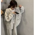 thumbnail image 2 of Qarigey Suéter abrigo maduro nuevo Simple todo-fósforo cárdigan corto de punta abierta de punto perezoso suelto Corea Agendaigan grueso Prendas para la parte del cuerpo Gris, Gris Espesar> M M, 2 of 6