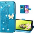 thumbnail image 4 of for Google Pixel 7a Wallet Case for Women Girls, Shiny Butterfly Flower PU Leather Cover with Card Slot Holder Flip Phone Case for Google Pixel 7a Rhinestone Blue, 4 of 17