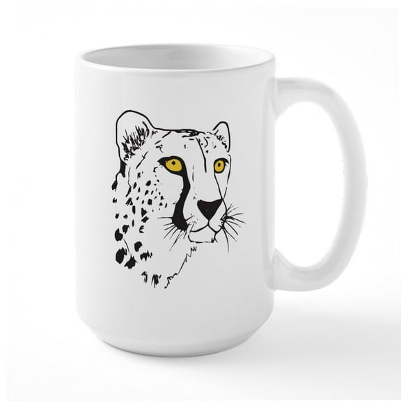 CafePress - Silhouette Cheetah Large Mug - 15 oz Ceramic Large White Novelty Mug