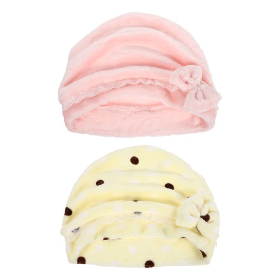 HOOWIFFY 2Pcs Simple Design Flannel Postpartum Hats for Women Sleep