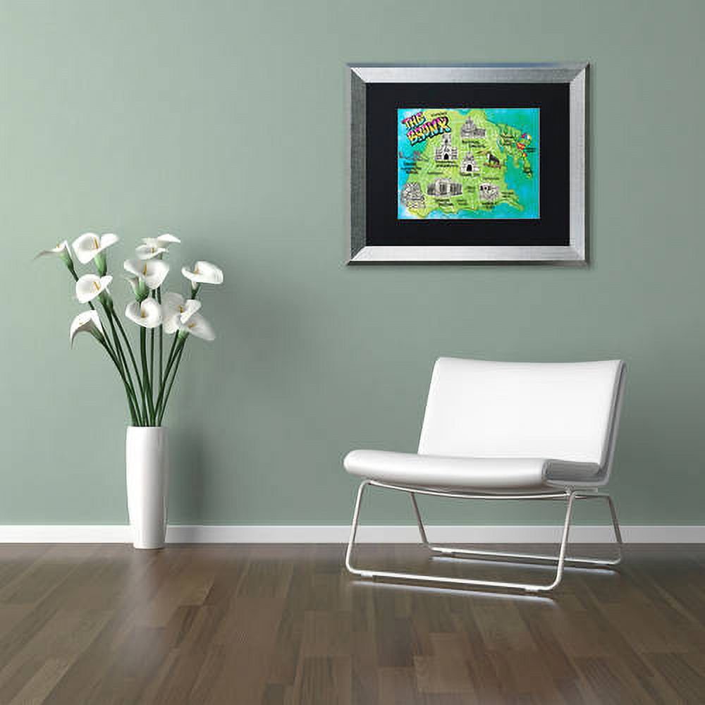Trademark Fine Art "Bronx Map" Canvas Art by Elizabeth Caldwell, Black Matte, Silver Frame