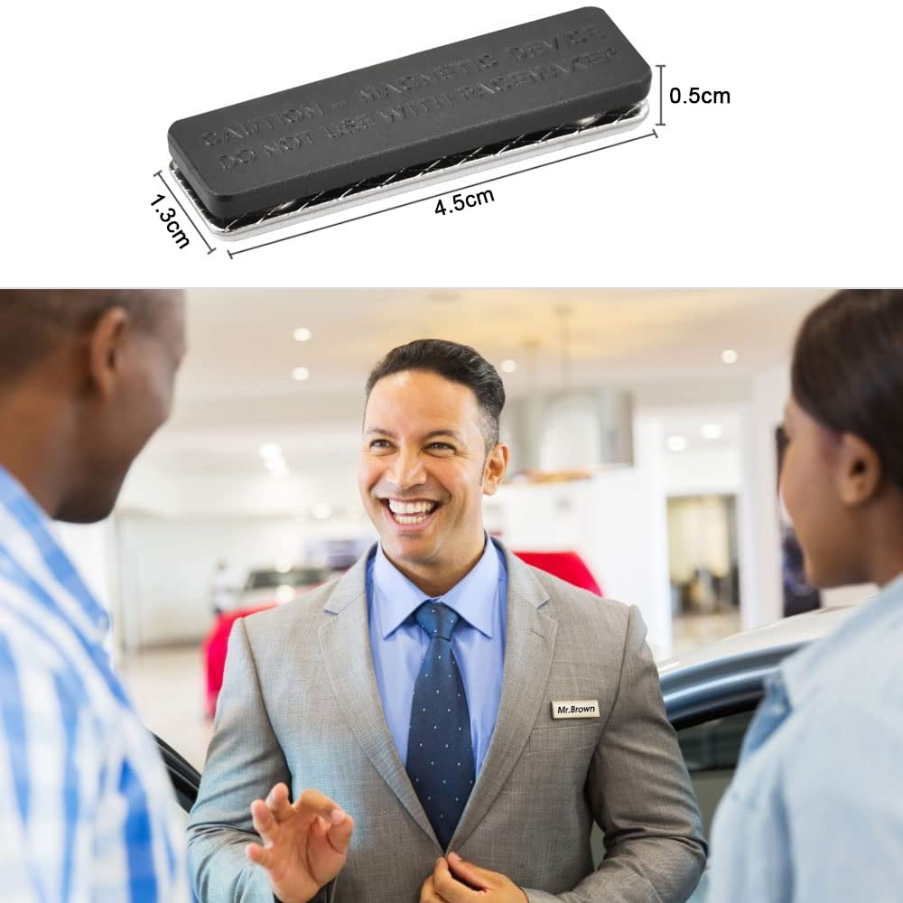 12-pack magnetic name tags self-adhesive magnetic name tags clothing metal name badge holder with 2-point magnet for ID card holder labeling