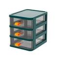 thumbnail image 2 of Caja de almacenamiento de mesa, cajón de escritorio, contenedor de artículos diversos, estante de almacenamiento decorativo, organizador de escritorio 3 capas verde, 2 of 10