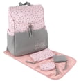 thumbnail image 3 of Baby Essentials Multi-Pocket Diaper Bag Backpack (5 Piece) with Matching Changing Pad and (3) Organizer Pouches for Newborns, Infants & Toddlers in Pink & Gold Hearts, 3 of 9