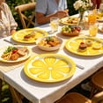 thumbnail image 5 of 16pcs Heavyweight Disposable Round Paper Plates, in Lemon Holiday Motif 9in Sizes, Sturdy Dinnerware for Summer Picnic, Bridal Gatherings, Birthday Feasts and Seasonal Party Food Serving, A, 5 of 6