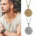 thumbnail image 2 of Men's Compass Pendant Necklace, Stylish Choker Chain for Casual or Holiday Wear, Perfect Jewelry Gift for Boys, 2 of 5