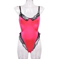 thumbnail image 2 of Lencería de mujer Sexy Hollow Lace Jumpsuit Erotic Nightwear Body, M, Rose Red Advancent XX000113-08, 2 of 7