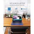 thumbnail image 3 of HP Newest Essential 14 Laptop, 8GB RAM, 192GB Storage(64GB eMMC+128GB SD Card), 14" Anti-Glare Display, Intel Quad-Core Processor, Office 365 1-Year, Upto 10hrs Battery, Type-C, Fast Charging, Win11S, 3 of 11