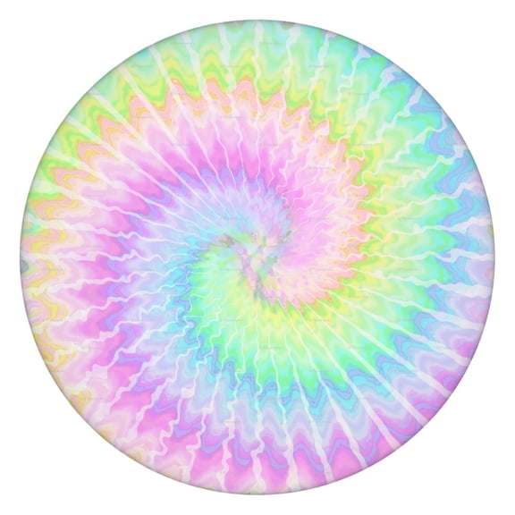 Round Stretch Tablecloth with Elastic Edge - Vintage Tie Dye Waterproof Table Cover for 48-52 Inch Tables, Wrinkle-Free Spill-Proof Dining Tablecloth for Parties & Outdoor (Retro Tie Dye Pattern)