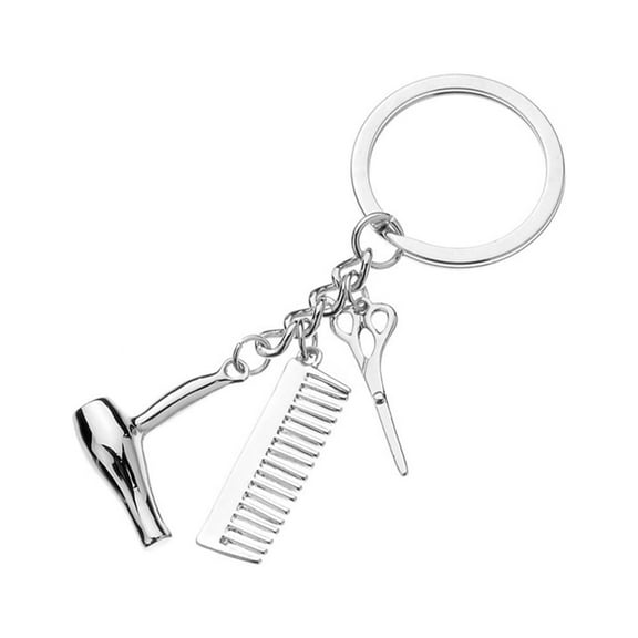 SPRING PARK 3 in 1 Fashion Hairdresser Hair Dryer Scissor Comb Charm Pendant Keychain