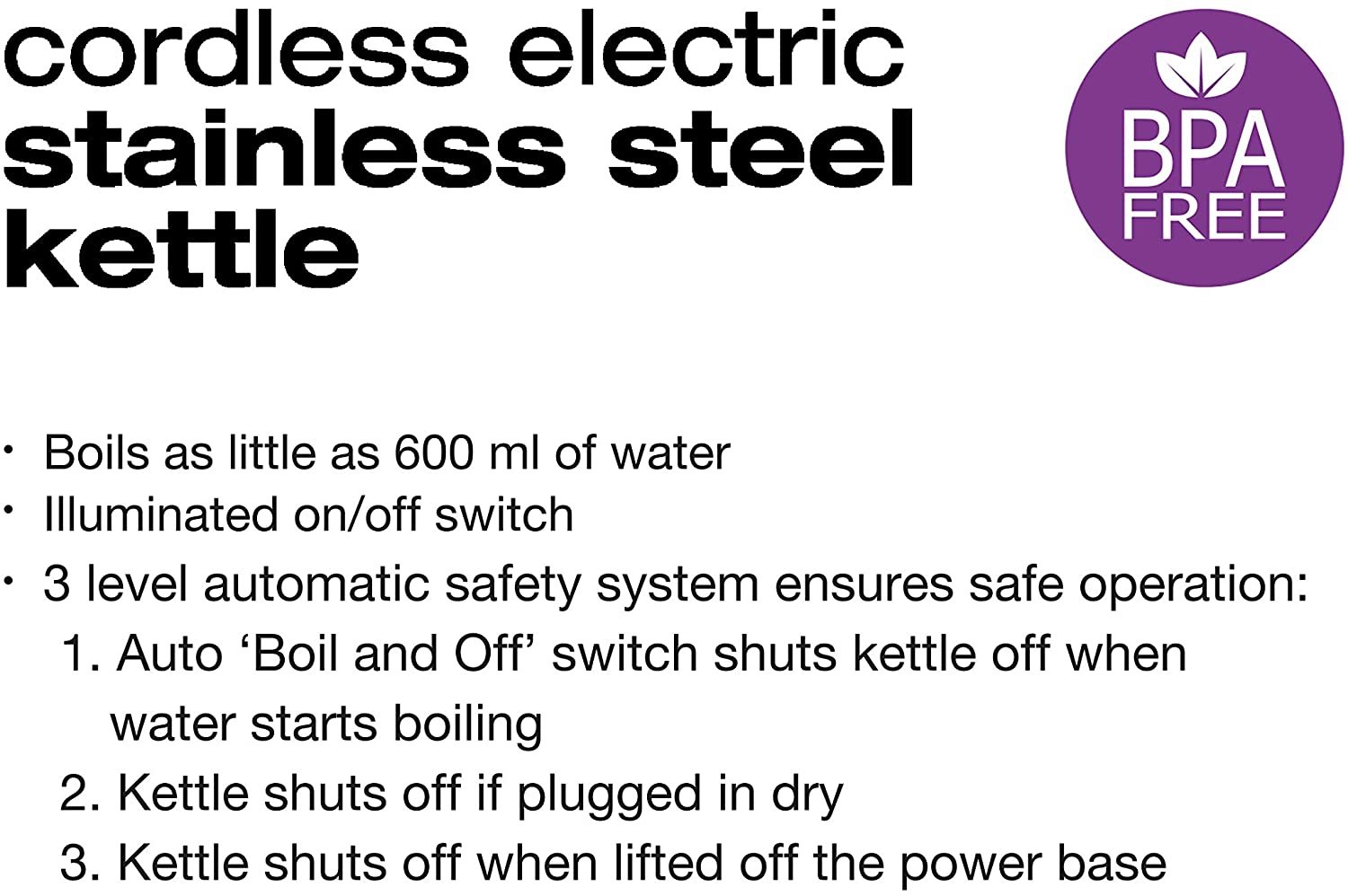 Salton Cordless Electric Kettle Stainless Steel JK1903 - Automatic Shut-Off - 1.7 L, 1500 W — Residential Use, Standard Application