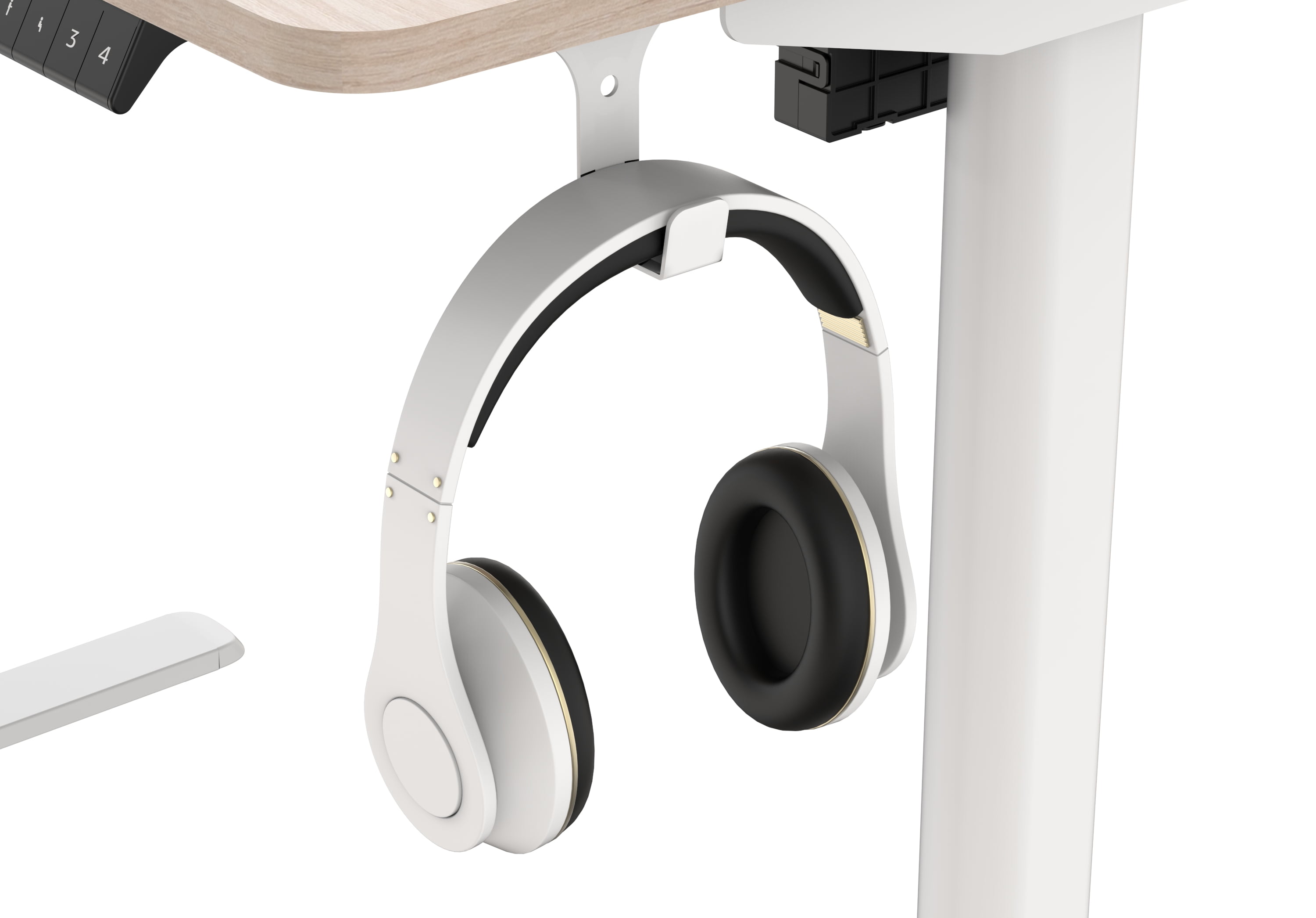 Mainstays Home office Adult Furniture, Table Minimalist Rectangular 44 x 24 inches Stand up Desk with Cable Management and Headphone Hook, Natural