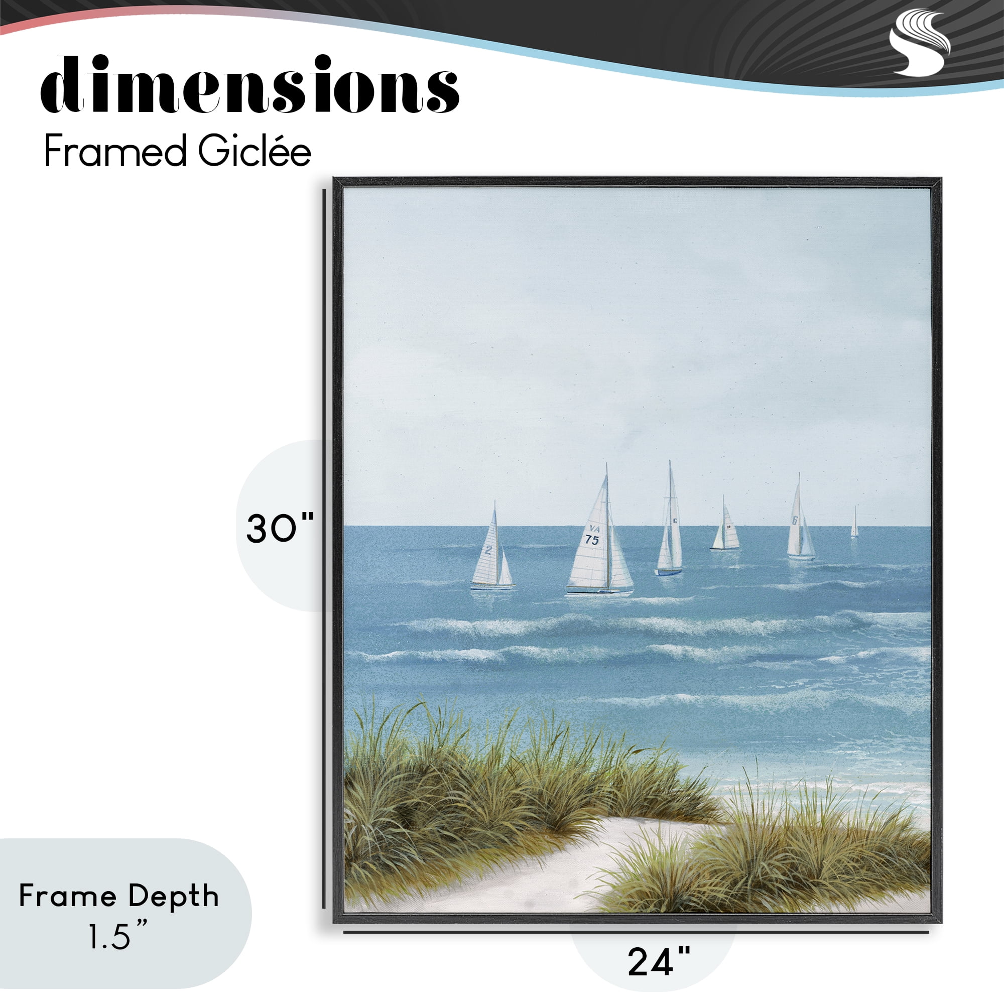 Stupell Industries Sail Away Beach Seascape Black Framed Giclee Art, design by Lorenzo Collective