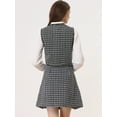 thumbnail image 4 of Unique Bargains Plaid Waistcoat for Women's Fringe Trim Tweed Suit Vest M Black, 4 of 6