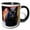 Black/White, variant on 3drose, Panther with Snow on His Head Image of Watercolor Painting, 15oz Mug