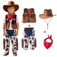 thumbnail image 4 of mgoYE Kids Toddler Baby Boys Sleeveless CowBoys Clothes Sets for Kids Children Cute Vest Hat Scarf Pants 4pcs Set Party Fantasia Shirt Up Boy Outwear, 4 of 5