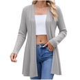 thumbnail image 2 of Cardigan Sweaters for Women Zaewscy Women's Solid Color Long Sleeve Open Front Cardigan Jacket Gray L, 2 of 7