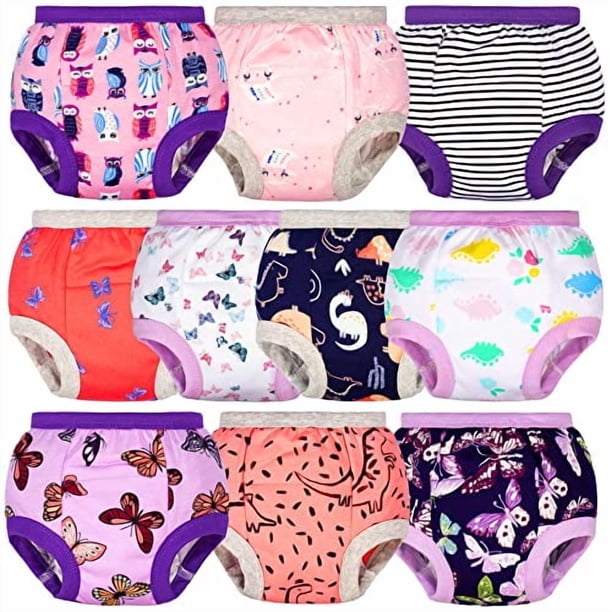 BIG ELEPHANT Pantalones de Entrenamiento para Niñas Bebés, Ropa Interior de Entrenamiento para Niñas Pequeñas, Paquete de 10, 12-24 Meses