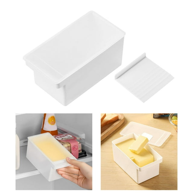 Plato de con tapa, caja de almacenamiento de queso, recipiente rectangular para , recipiente para puerta para hornear, estante grande