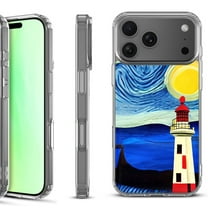 For iPhone 17 Pro Shockproof Protective Phone Case, by OneToughShield - Starry Night Lighthouse