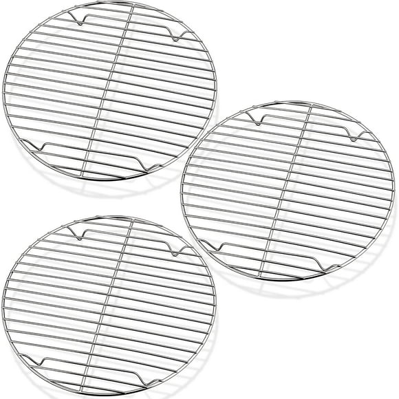 Rack de cozinha redondo (conjunto de 3), prateleiras de aço inoxidável para cozinhar a vapor para cozinha doméstica, serve em fritadeira a ar, panela de caldo e enlatado, seguro para forno e lava-louç