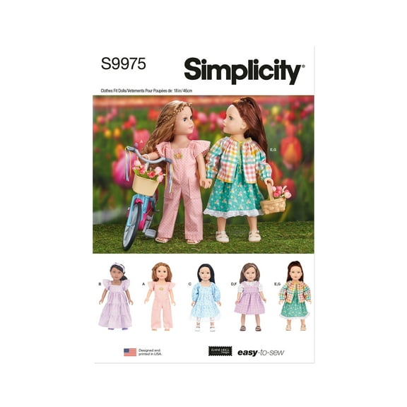 Simplicity Paper Sewing Pattern 9975 - Doll Clothes