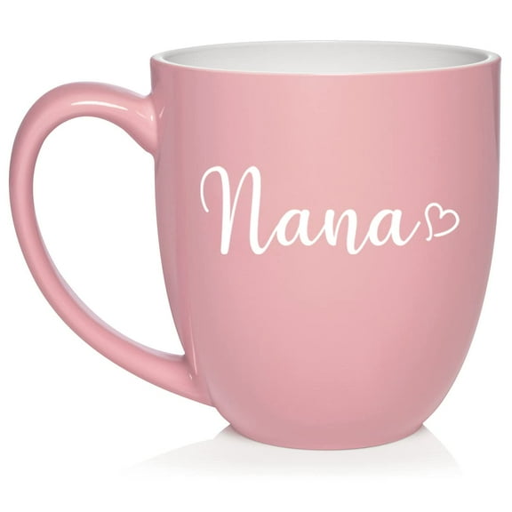 Nana With Heart Ceramic Coffee Mug Tea Cup Gift (16oz Light Pink)