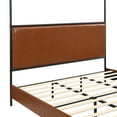 thumbnail image 5 of Christopher Knight Home King Size Canopy Bed Frame with PU Upholstered Headboard, Iron Frame, Brown+Black, 5 of 10
