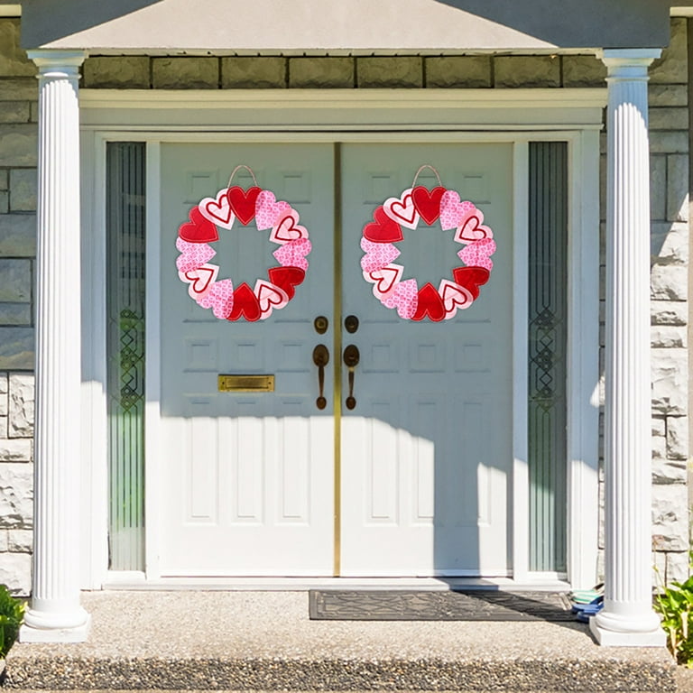 Door Hanging Artificial Shaped Heart Wreath Indoor Decorations Decor for Front Wreaths Outdoor for Party Heart Day Valentine Wreath Decoration & Hangs