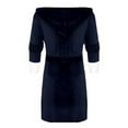 thumbnail image 3 of Women Sherpa Fleece Bathrobe Soft Dressing Gown Hooded Fluffy Towling Bath Robe, 3 of 3