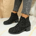 thumbnail image 2 of Dakaela Womens Black Chelsea Boots Suede Leopard Casual Ankle Booties Side Zip Elastic Slip on Dress Work Boot Shoes Black 6.5, 2 of 8