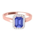 thumbnail image 2 of Mauli Jewels Rings for Women 0.65 Carat Emerald Cut Sapphire And Diamond Ring 4-prong 10k Rose Gold, 2 of 7