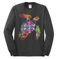 thumbnail image 2 of Wild Bobby, Colorful Rainbow Sea Turtle Animal Lover Mens Long Sleeve Shirt, Charcoal, X-Large, 2 of 3