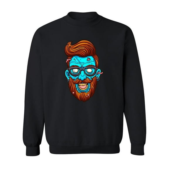 Hipster Zombie Head . Sweatshirt Men -Image by Shutterstock, Male 5X-Large