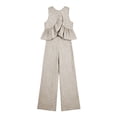 thumbnail image 7 of BRELIL Women's Two Piece Plaid Sets Round Neck Sleeveless Peplum Top Wide Leg Pants Boho Casual 2 Piece Outfits Summer Matching Lounge Travel Tracksuit, Coffee S, 7 of 7