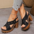 thumbnail image 4 of Domuza Platform Heels For Women Strappy Sandals Fashion Chunky Block High Heeled Dress Sandals Summer Ankle Strap Casual Open Toe Buckle Slingback Sandal Black 8.5（EU-41）, 4 of 4