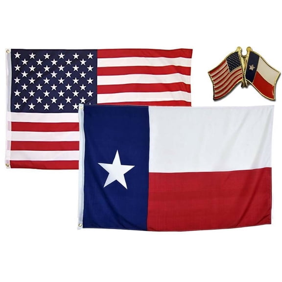 Wholesale Combo USA & State of Texas 2x3 2'x3' Flag & Friendship Lapel Pin